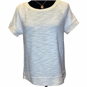 Lou & Grey ivory short sleeved sweater lace Small